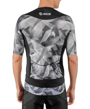 SLS3 Men's Triathlon Aero Cycle Jersey - Black/Gray Geo | Ideal for Longer Distances | Large - Buy Online on GoSupps.com
