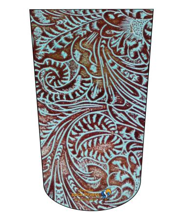 Amputee Sock BTKA "Western Tooled Pattern V5" 3ply Stump Sock sm-xtra lrg Multi Color