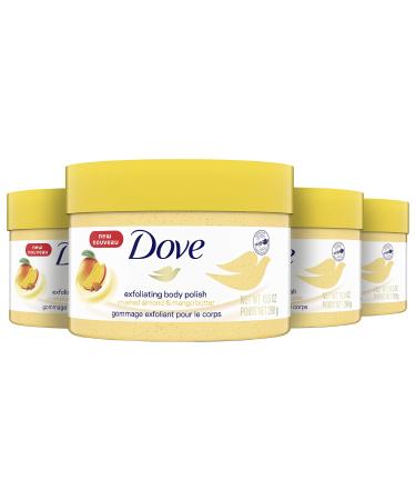 Dove Exfoliating Body Polish Body Scrub Exfoliating Scrub for Dry Skin Crushed Almond and Mango Butter Gently Exfoliates to Reveal Healthy Skin 10.5 Ounce (Pack of 4)