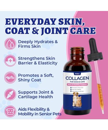 4oz Large Premium Liquid Collagen for Dogs&Cats - Skin&Coat Coat Defense Itch Relief Hip&Joint Supplement - Grass Fed Dog Collagen Drops with Biotin MSM Vitamin C&E Collagen Supplement - Buy Online on GoSupps.com