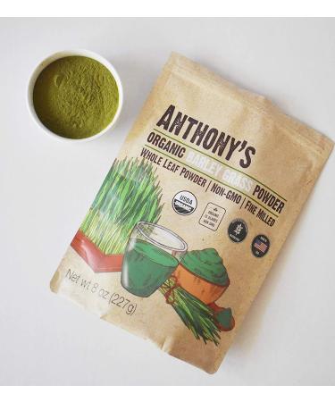 Anthony's Organic Barley Leaf Powder 8 oz - Gluten Free, Non GMO, Vegan, Non Irradiated | Whole Leaf Superfood - 8 Ounce (Pack of 1) - Buy Online on GoSupps.com