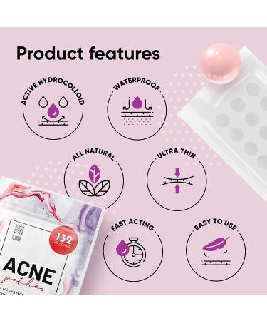 LE GUSHE Acne Patches 132 Dots | 3 Sizes 8mm, 10mm, 12mm | Hydrocolloid Pimple Blemish Treatment - Buy Online on GoSupps.com