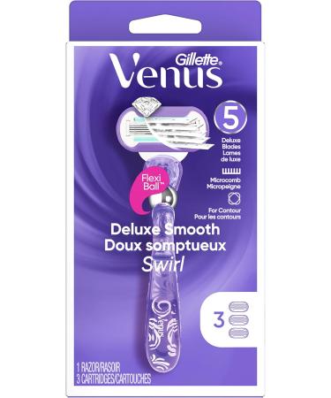 Gillette Venus Deluxe Smooth Swirl Womens Razor Handle + 3 Blade Refills - Buy Online on GoSupps.com