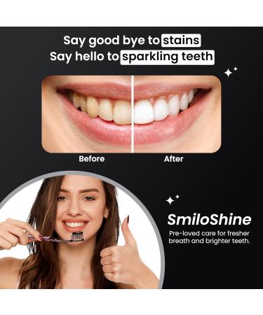 SmiloShine Charcoal Activated Whitening Toothpaste 100g with Menthol Flavor for Fresh Breath Protect Enamel & Fight Cavities | Teeth Whitening Toothpaste | Charcoal Toothpaste 100 GM Pack of 2 - Buy Online on GoSupps.com