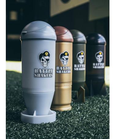 Battle Shakers Arsenal - Set of 4 Military Shaker Bottles 20 oz - Missile, Bomb, Torpedo, Bullet - Protein Cup with Storage Compartment - Dishwasher Safe & BPA Free - Buy Online on GoSupps.com