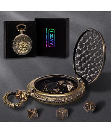 DND 6mm Micro Polyhedral Dice Set with Pocket Watch Shell Case Perfect for Dungeons and Dragons, Tabletop RPG and Cards Board Games (Bronze) - Buy Online on GoSupps.com