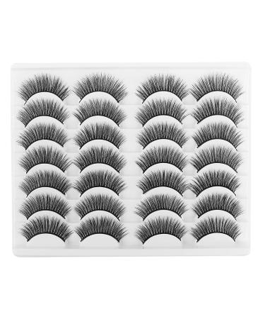 Glowingwin Natural Wispy Faux Mink Lashes - 14 Pairs 3D Lightweight Handmade Soft Fluffy Medium Length Strip Eyelashes - Buy Online on GoSupps.com