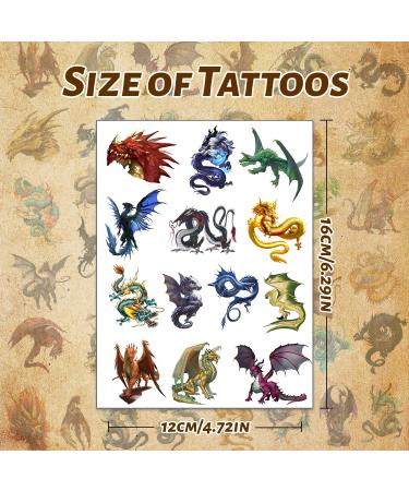 Dragon Temporary Tattoos - 300+ Pieces, 24 Sheets - Dragon Party Favors for Kids and Adults - Buy Online on GoSupps.com