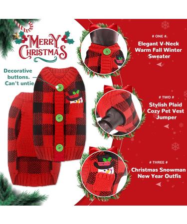 Abrrlo Christmas Dog Sweater - Warm Red-Black Checkered Sweater for Small & Medium Dogs - Buy Online on GoSupps.com