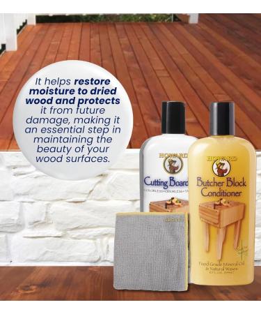 Premium Cutting Board Oil & Butcher Block Wax - Rejuvenate & Protect Wood | Howard Food Grade Conditioner with Beeswax - Buy Online on GoSupps.com