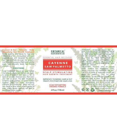 Botanical Hair Growth Treatment | Cayenne & Saw Palmetto Oil | Anti-Thinning Pre-Shampoo for Women & Men - 4 Fl Oz - Buy Online on GoSupps.com