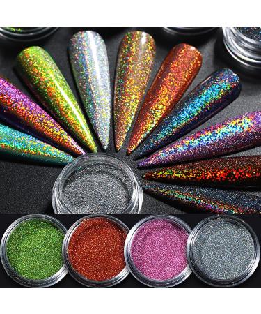 MKNZOME Chrome Nail Powder Kit - 12 Colors Metallic Mirror Effect Holographic Glitter Pigment for Gel Nails - Nail Art Supplies - Buy Online on GoSupps.com