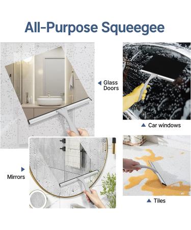 AmazerBath 10-Inch Shower Squeegee for Glass Doors - All-Purpose with Hook for Windows, Mirrors, Tiles, Car Glass - Gray - Buy Online on GoSupps.com
