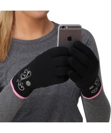 TrailHeads Power Stretch Women's Running Gloves - Black/Pink | Thermal & Stylish for Cold Weather Runs - Buy Online on GoSupps.com