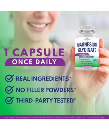 Magnesium Glycinate 500mg | 90mg Elemental Magnesium Supplement- High Absorption, Non Buffered, Non-GMO & No Gluten - Muscle & Bone Health - 240 Vegan Capsules 120 Count (Pack of 2) - Buy Online on GoSupps.com