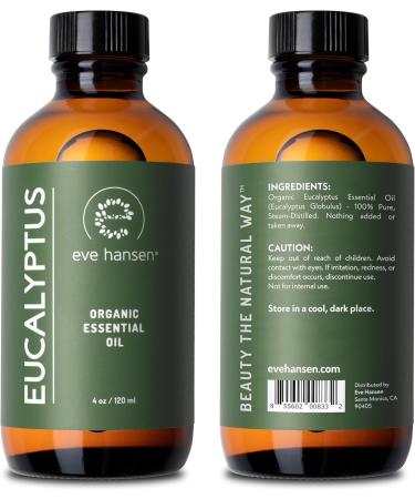 Eve Hansen Organic Eucalyptus Essential Oil 4oz | USDA Certified | Aromatherapy & Topical Use | Ideal for Sauna - Buy Online on GoSupps.com