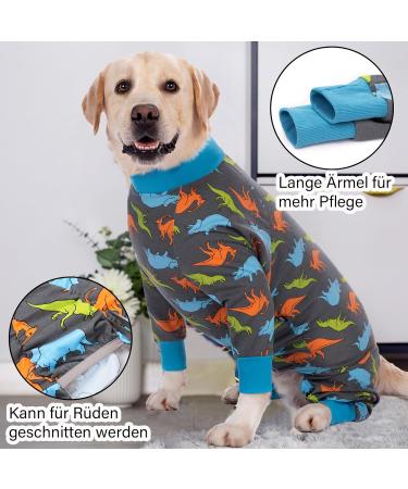 AXCIMOND Dog Recovery Suit for Dogs - Post-Surgery One-Piece Body Suit for Bitches & Males - Long-Sleeved Wound Protection - Alternative to Cone Collar - XL Gray Dinosaurs - Buy Online on GoSupps.com