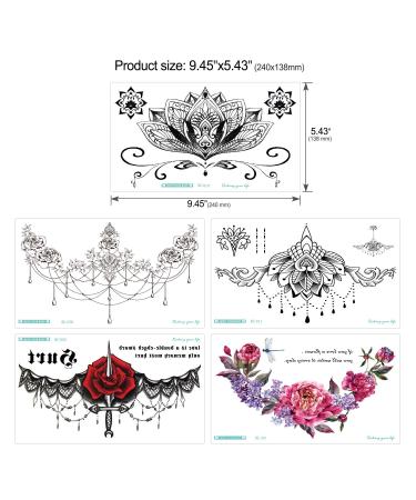 Konsait 13 Sheets Temporary Tattoos for Girls Women - Waterproof Black Body Art Sticker with Flower and Mehndi Designs - Buy Online on GoSupps.com