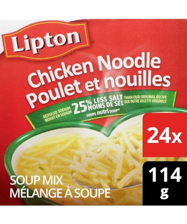 Lipton Dry Soup Mix for A Delicious Chicken Soup Chicken Noodle 25% Less Sodium Low Fat and No Artificial Flavours 114 g 24-Count - Buy Online on GoSupps.com