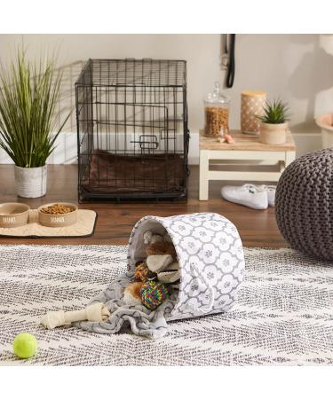 Bone Dry Lattice Paw Print Small Round Pet Storage - White/Gray - Buy Online on GoSupps.com