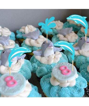 Arthsdite 24Pcs Dolphin Cupcake Toppers Under the Sea Theme Cupcake Picks Ocean Animal Baby Shower Kids Birthday Party Cake Decorations Supplies - Blue Glitter - Buy Online on GoSupps.com