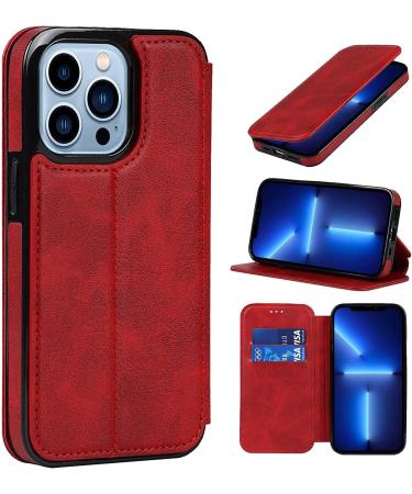BRART Wallet Case for iPhone 13/13 Pro/13 Pro Max PU Leather Magnetic Protective Flip Case Cover with Credit Card Slot Viewing Stand Shockproof TPU (Color : Red Size : 13pro max 6.7") 13pro max 6.7" Red - Buy Online on GoSupps.com