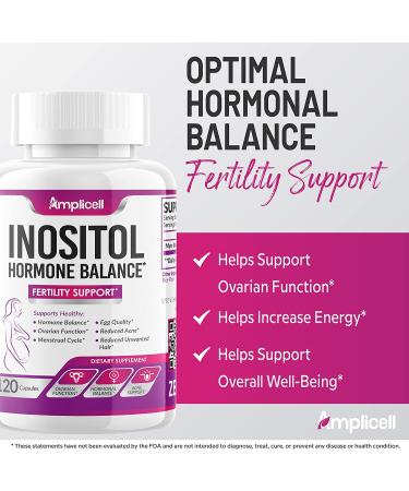 Amplicell Hormone Balance for Women - 2000mg Myo-Inositol - Ovulation & Fertility Support - Regulate Menstrual Cycle - 120 Capsules - Buy Online on GoSupps.com