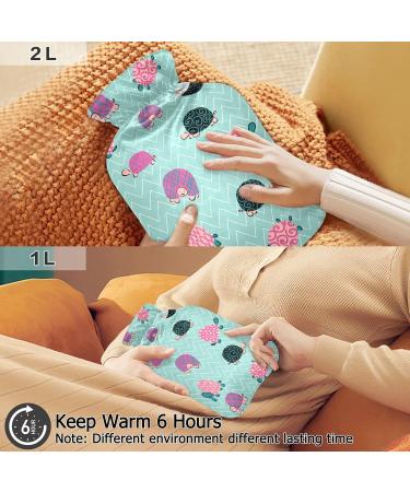 Oarencol Funny Turtle Hot Water Bottle - Green Zigzag 1L with Cover for Hot & Cold Compress - Buy Online on GoSupps.com