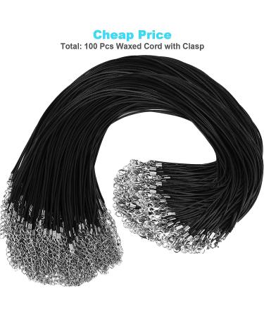 100Pcs 1.5mm Leather Necklace Cords with Clasps - Black Rope String for Pendants - Bulk Jewelry Making Supplies - DHOOZ 18 Black - Buy Online on GoSupps.com