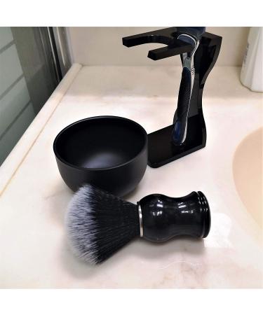 Je&Co Men's 3 in 1 Shaving Brush Set with Synthetic Bristles - Acrylic Stand and Steel Bowl - Buy Online on GoSupps.com