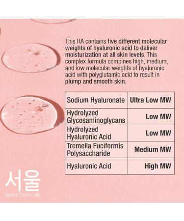 SeoulCeuticals Korean Hyaluronic Acid Serum - High & Low Molecular Weight - Centella & Propolis - 1oz | International Shipping Available - Buy Online on GoSupps.com