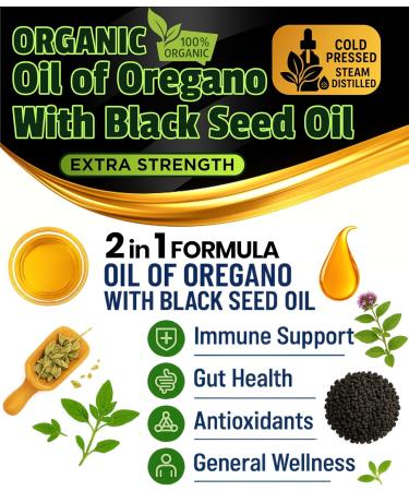 Oil Of Oregano With Black Seed Oil - 400 Servings 2 in 1 Wild Oregano Oil with Black Seed Oil Drops Organic Supplement Alternative to Oregano and Black Seed oil Gel Capsules Non-GMO Vegan Oregano Black Seed 2 Fl Oz (Pa  - Buy Online on GoSupps.com