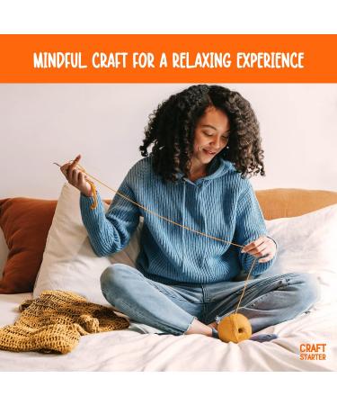 CraftStarter Crochet Kit for Beginners - Yarn, Wooden Crochet Hook, Instructions - Make a Real Scarf - Perfect Gift (Yellow) - Buy Online on GoSupps.com