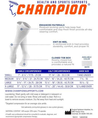 Champion Men's Compression Gym Socks | 15-20 mmHg Knee High Athletic Wear | Black Large - Shop Now for International Shipping - Buy Online on GoSupps.com