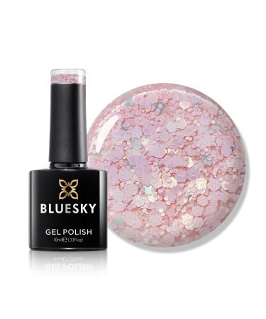 Bluesky Gel Nail Polish 10ml Glitter Neon 14 Pink Glitter Gel Nail Polish for 21 Day Manicure Professional Salon & Home Use Requires Curing Under LED UV Nail Lamp
