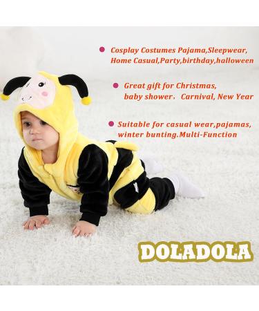 Doladola Unisex Baby Toddler Romper Jumpsuit Hooded Cartoon Sleepsuit 12-18 Months - Bee Design - Buy Online on GoSupps.com