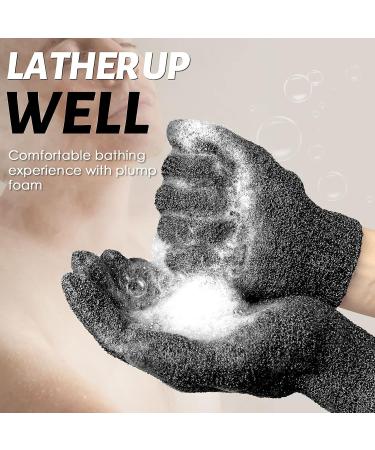 MIG4U Exfoliating Shower Gloves 2 Pairs - Medium to Heavy Body Dead Skin Removal - Deep Exfoliate Sponge Loofah for Women and Men - Classic Black (4 PCS) - Buy Online on GoSupps.com