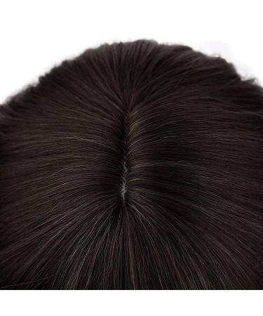 REECHO 12 Inch Synthetic Hair Topper with Bangs - Deep Brown Wavy Hair Extension for Women - Buy Online on GoSupps.com