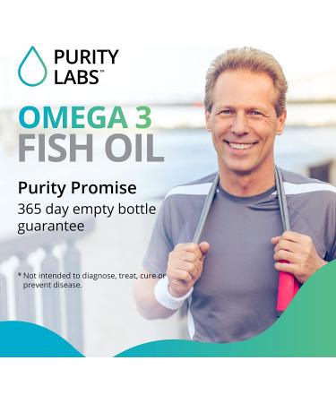 Purity Labs Omega 3 Fish Oil 3000mg - Vegan Supplements for Heart & Brain Health - 180 Softgels - Buy Online on GoSupps.com