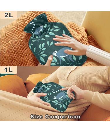 Naanle Palm Leaf Lemurs 2L Hot Water Bottle - Transparent Large Heating Pad for Pain Relief & Therapy - Ideal for Bed Hand and Foot Comfort - Buy Online on GoSupps.com