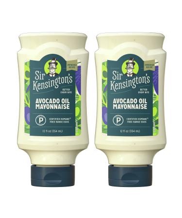 Sir Kensington's Mayonnaise, Gluten Free & Non- GMO Project Verified Condiment Avocado Oil Mayo, Keto Diet & Paleo Diet Certified, Certified Humane Free Range Eggs, Shelf-Stable 12 oz, Pack of 2 Avocado Oil 12 Fl Oz (Pack 