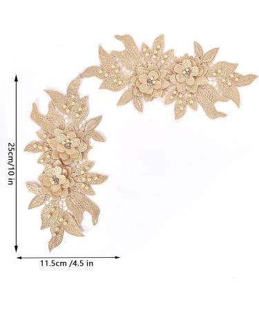 3D Dark Blue Lace Applique - Floral Beaded Rhinestone Trim for Wedding Dresses and Clothing - Buy Online on GoSupps.com