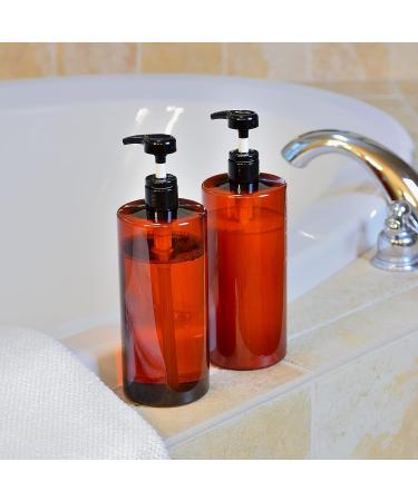 Youngever 4-Set 1L Pump Dispenser for Shampoo & Lotions - Reusable Amber Plastic Bottles for Kitchen & Bathroom - Buy Online on GoSupps.com