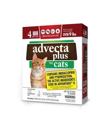 Advecta Plus Flea Squeeze-On, Flea Prevention for Cats, 4 Month Supply Cats Over 9 lbs