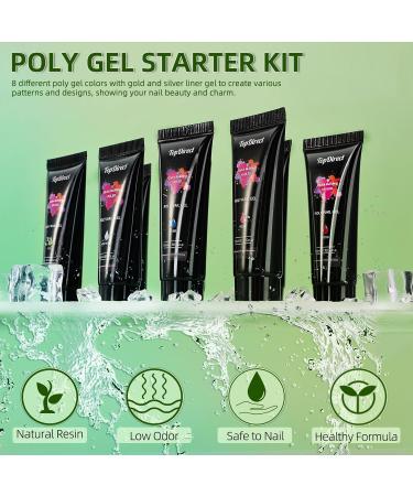 TopDirect Poly Gel Nail Kit - 8 Neon Colours 15ml + Gold & Silver Liner - Full Set for Beginners - Buy Online on GoSupps.com