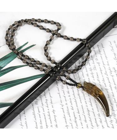 Soulnioi Tiger's Eye Bridge Bracelet & Vintage Obsidian Wolf Tooth Necklace Set - Buy Online on GoSupps.com
