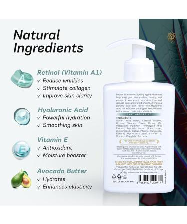 Buy Authentic Bath & Soap Natural Retinol Body Lotion - Hyaluronic Acid & Vitamin E Anti-Aging Fast Absorbing 10.1 Fl Oz | International Shipping Available - Buy Online on GoSupps.com