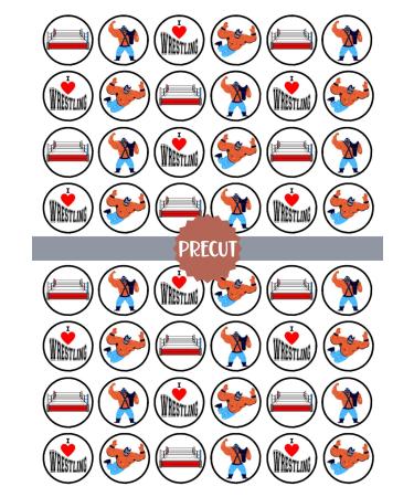 PRECUT Wrestling Edible Mini Cupcake Toppers - Premium Thickness SWEETENED VANILLA - wafer card disc cake decorations (Pack of 24)