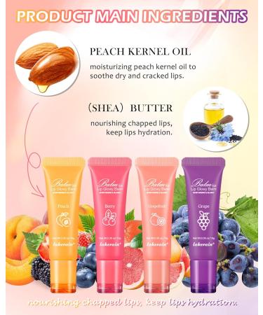 Moisturizer Lip Glowy Balm | Hydrating Lip Mask & Oil for Smooth Nourished Lips | Repair Chapped Lips | Day & Night Lip Care Treatment - 4# Grape - Buy Online on GoSupps.com
