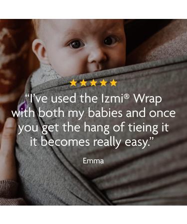 Izmi Essential Baby Wrap | Soft Stretch Cotton | 2 Hands-Free Carrying Positions | UK Hip Healthy Design | Birth to 9kg | Mid Grey - Buy Online on GoSupps.com